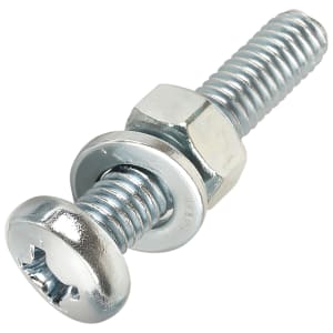 Wickes Pan Head Machine Screws with Nut & Washers- M6 x 30 - Pack of 25