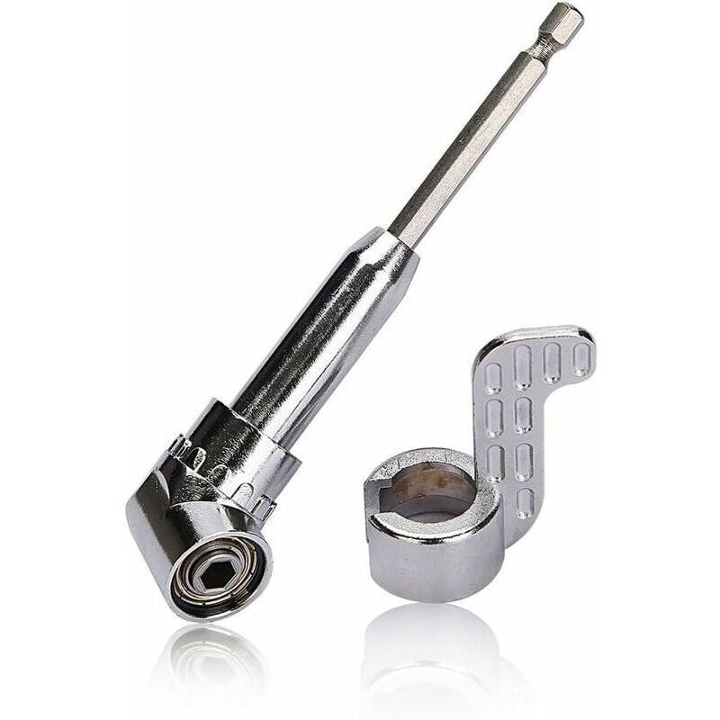 1 Right-angle screwdriver attachment, 105°, 1/4" hex shank, for electric drill and manual wrench, DIY locksmith accessory
