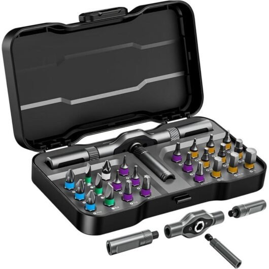24-in-1 Ratchet Screwdriver - Precision Magnetic Screwdriver Kit with 24 S2 Bits, Removable Aluminum Handle, Furniture Repair Tools, DIY, PC