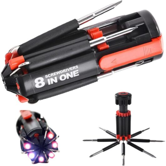 8 Screwdrivers In 1 Tool With Worklight And Flashlight For General Diy Maintenance Home Kitchen Computer Nightwork Repair And More