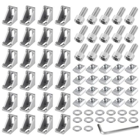 Aluminum profile angle mounting hardware, 24 pieces, 40x40 aluminum profile angle connectors, corner brackets, wall brackets, 90-degree angle grid