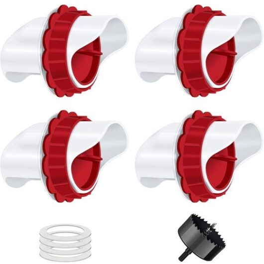 Chicken Feeder, Automatic Chicken Feeder, 4 Ports, diy Poultry Feeder, Gravity Feed Kit for Buckets, Barrels, Containers