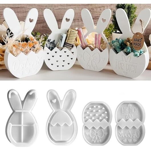 Easter Silicone Mold Set 4 - Bunny, Basket & Flower for Candles and DIY Decoration Gift