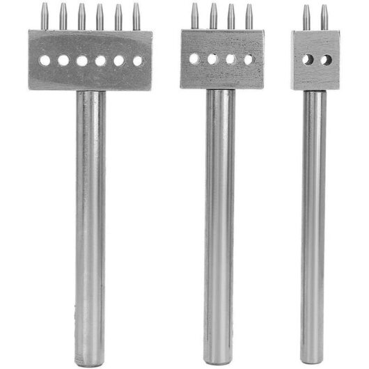 Leather Puncher, 3 Pcs High Carbon Steel Spacing Punch Tool diy Leather Craft Hollow Punch Set Hand Tool Puncher[6 mm] Punching