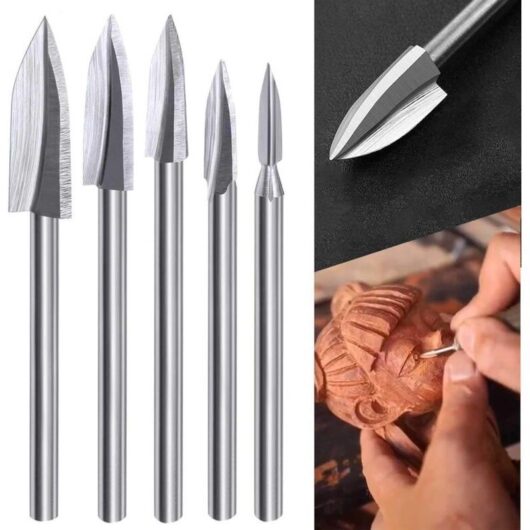 Odipie - never used] Wood Carving Rotary Tool Drill Bit Set, 5pcs Wood Carving Drill Bits with 1/8' Shank for diy Woodworking Engraving, Carving,