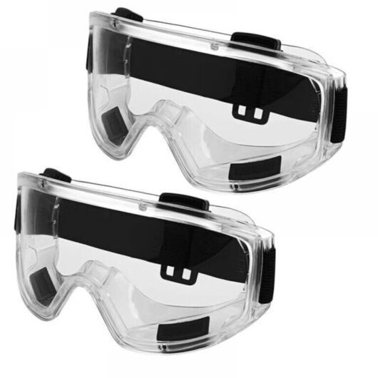 Pack Safety Glasses with Clear Anti-Fog Anti-Scratch Lens - Vented, Fitted, Impact Resistant Safety Goggles for Lab, Grinding, and diy