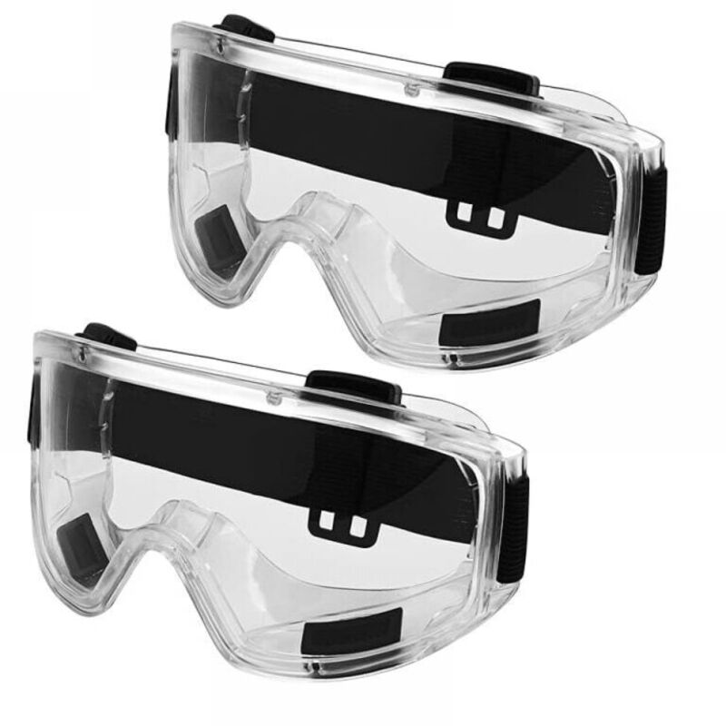 Pack Safety Glasses with Clear Anti-Fog Anti-Scratch Lens - Vented, Fitted, Impact Resistant Safety Goggles for Lab, Grinding, and diy