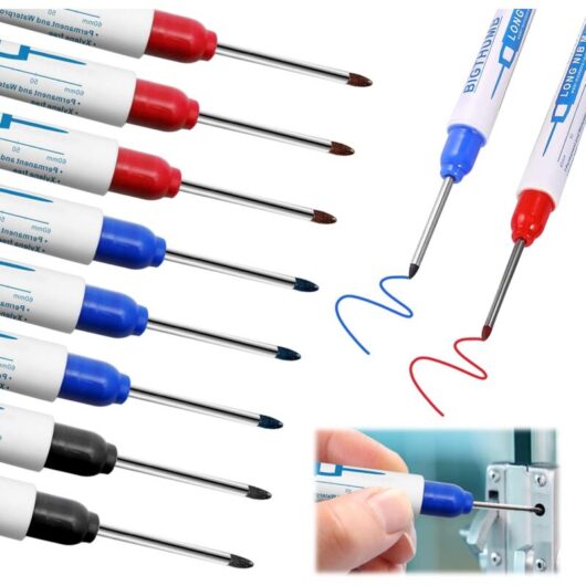 Pieces Indelible Marker Fine Tip, Permanent Marker Fine Tip, Permanent Felt Pen Fine Tip 30mm Long Tip Marker for Wood, Metal, diy Tools (Blue Red