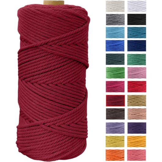 Readcly - Macrame Rope 4mm x 100m Cotton Macrame Yarn Natural Twine Cord diy Strings for Wall Hangings, Dream Catcher Weaving, Plant Hanging