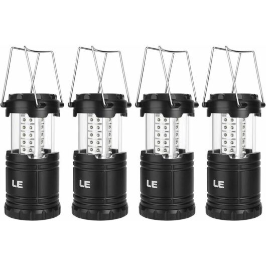 Rose - Portable d Camping Light, Waterproof Battery Operated d Lantern, Camping Lantern for diy, Cave, Tent, Emergency Lighting, 4 Pack