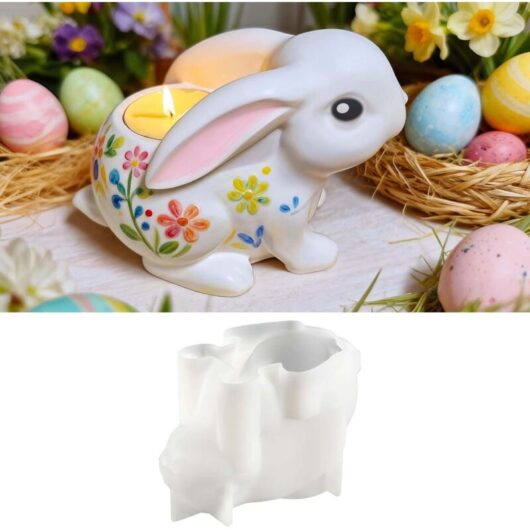 Silicone Easter Bunny Mold 1PC - Plaster Candle Mold for Easter Decoration & Crafts