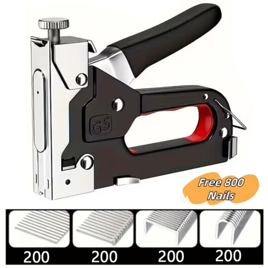 4-in-1 Manual Stapler With 800 Staples - Compatible With T/U/I/N Staples, DIY Tool for Woodwork, Hobby, and Camping, Durable and Versatile