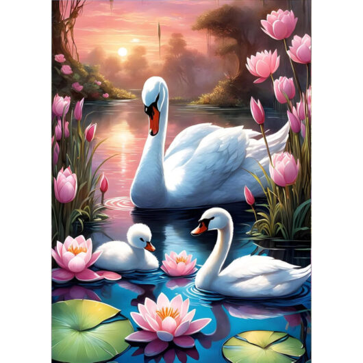 DIY 5D White Swan Diamond Art Painting Kit, Fleurs Plein Cercle Drill Sparkling Peinture Diamant Image, Peinture Diamant Art Kit Artisanat for