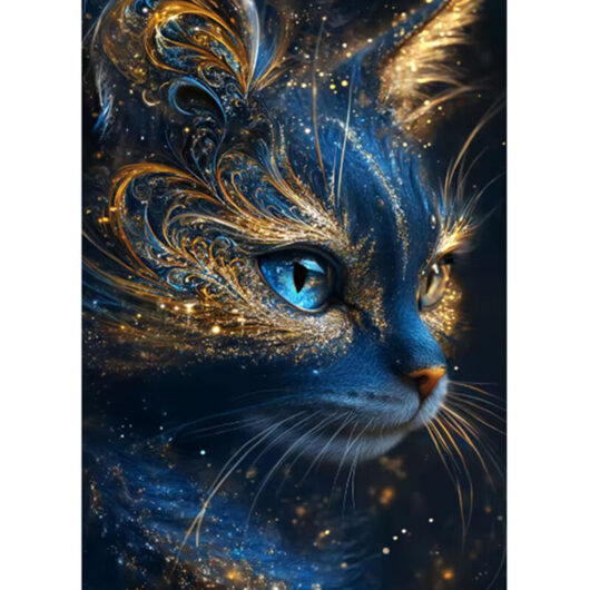 Kit d'Art de Diamant Chat, Broderie Diamant DIY pour Adultes et Enfants, Perçage Ronde Complète Strass, Couture pour Décoration de Maison