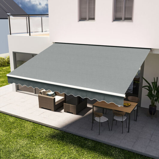 Livingandhome - Outdoor Grey diy Manual Patio Awning Canopy Garden Shade Shelter, 200x150CM