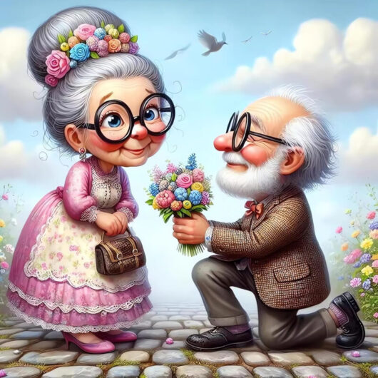 Peinture Diamant Kits, Happy Old Couple Diamond Art Kit for Beginners DIY Plein Cercle Drill Peinture Diamant, Grandma and Grandpa Gem Art for Home