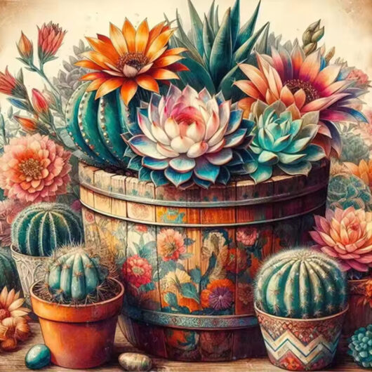 Peinture Diamant Lotus Fleur DIY Art Mosaïque Diamant Cactus Plant Fait Main Embroidery Vase Décoration Maisonation Unique Cadeau