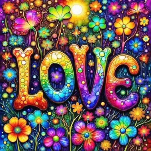Peinture Diamant Love Letter Paysage Mosaïque Diamant Colorful Fleur DIY Image Strass Décoration Maison