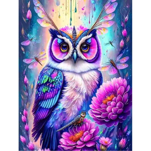 Peinture à Diamants 5D DIY Chouette Diamant Plein Ronde Broderie Fleurs Mosaïque Animal Image de Strass Kit Décoration Maison Cadeau