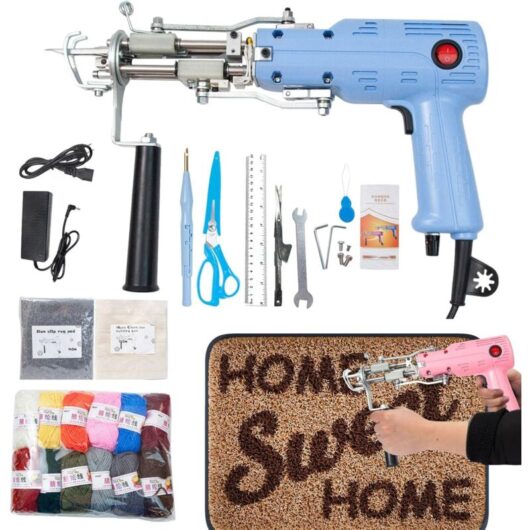 Tufted Rug 2 in 1 Carpet Weaving Machines Electric Carpet Tufting Tools Starter Kit for diy Rugs or Carpets, High Speed, Adjustable Pile Height