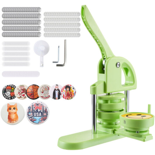 VEVOR Button Maker Machine, 75 mm, Plastic Pin Maker with 100pcs Button Parts, Circle Cutter and Magic Book, Reinforced Ergonomic Handle, for DIY