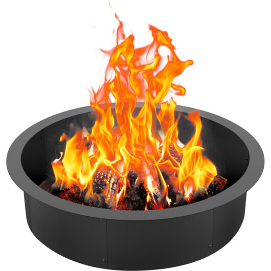 VEVOR Fire Pit Ring, 35-Inch Outer/31-Inch Inner Diameter, 10inch Height Fire Pit Insert, Heavy Duty Carbon Steel Liner DIY Campfire Ring above or