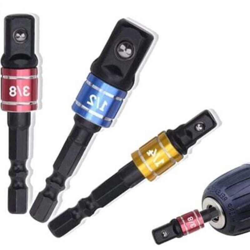 1/4" 3/8" 1/2" Socket Adapter Socket Holder Adapter for Impact Driver Impact Driver Socket Holder Drill Driver Socket Set of Colored Extensions
