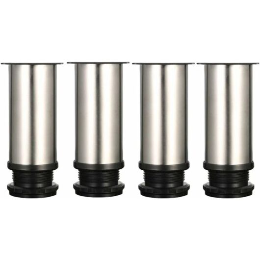 4 Adjustable Legs 120mm Height Thicken Cabinet Legs Table Legs Furniture Legs, Brushed Stainless Steel, Adjustable Height 0-15mm Come with Stainless