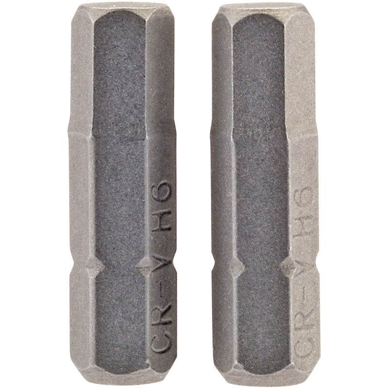 6mm 1/4 Hex. Hexagonal Insert Bit 25mm Long x 2 (63998) - Draper