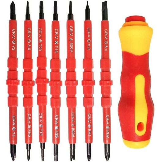7-Piece Insulated Electric Screwdriver Set, 14-in-1 Multifunctional Interchangeable Alloy Screwdriver Set, Electrical Repair Tool Kit