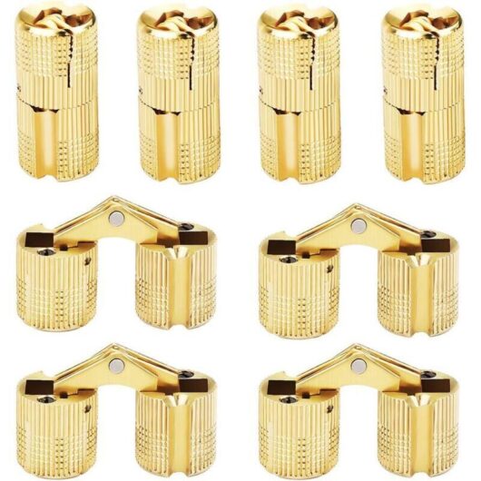8-Piece Cylinder Hinges, Concealed Brass Hinge, 180° Opening Angle, Invisible Barrel Hinge Replacement for DIY Jewelry Boxes
