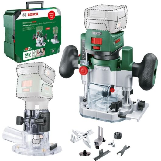 Bosch Cordless 18v Router + Plunge Base AdvancedTrimRouter Combi Case 6 + 8mm