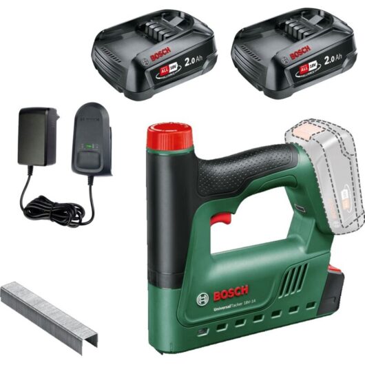 Bosch UniversalTacker 18v 18V-14 Cordless Tacker Stapler Nailer 2x 2.0Ah Battery