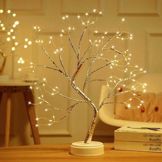Cherry Blossom Tree Light, usb Christmas Tree led Branch Light, diy Bonsai Lamp, Desktop Night Light with Touch Switch, Christmas Decoration, Bedroom