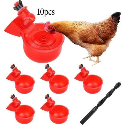 Chicken Waterer, DIY 10 PCS Automatic Waterer Kit, Automatic Poultry Waterer with Hole Saw for Cups for Chicks, Quail, Ducks, Birds