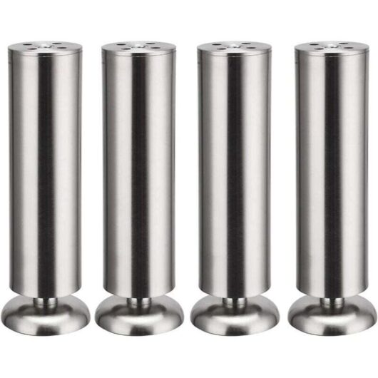 Dhklfa - 4x 300mm Furniture legs stainless kitchen cabinet round feet, rubber mat, safe and quiet