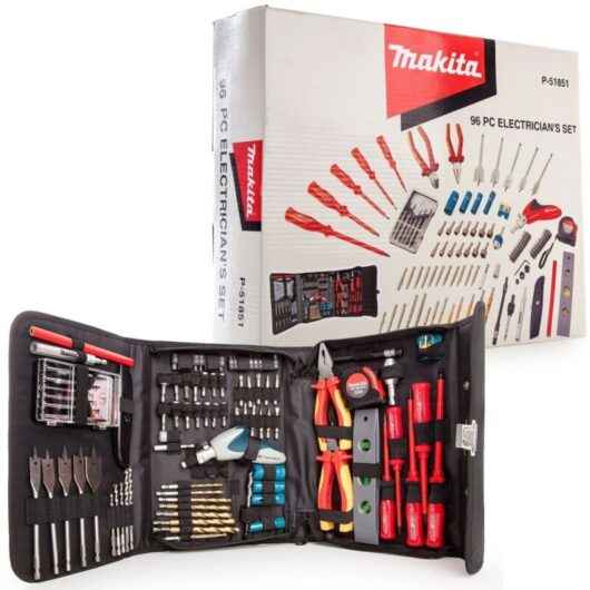 Makita P-51851 96 Piece Electricians Drill Screwdriver Tool Kit Pouch 1000W Rate