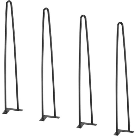 Mophorn - 711.2MM Hairpin Furniture Legs, Metal Home diy Projects for Nightstand, Coffee Table, Desk, 226.8KG Load Capacity with Rubber Floor
