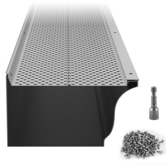 Mophorn - Gutter Guard, 152mm Width, Aluminum Leaf Filter diy Gutter Cover, 52 pcs 528cm Total Length, 4mm Hole Diameter & 0.5mm Thick Raptor Gutter