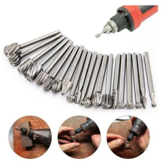 Never used] 20pcs hss Burr Set, Tungsten Carbide Milling Cutter Bits, 1/8 inch (3mm) Shank, Dremel Burrs for diy Woodworking Cutting Drilling,