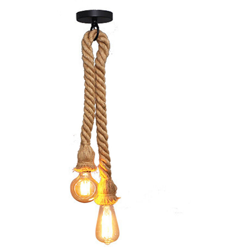 Retro Vintage Pendant Light Hemp Rope (100Cm) Industrial Pendant Lights E27 Double Head Antique Pendant Lights For Dining Hall Bar Restaurant