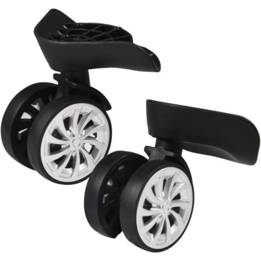 Rubber Swivel Casters, Luggage Suitcase Swivel Wheels Replacement 55mm Wheels for Trolley Suitcase Black, Pack of 2