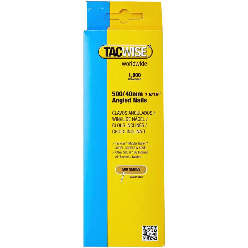 Tacwise 0483 Type 500 40mm Angled 18G Brad Nails Galvanised 1000 Pack - 400ELS
