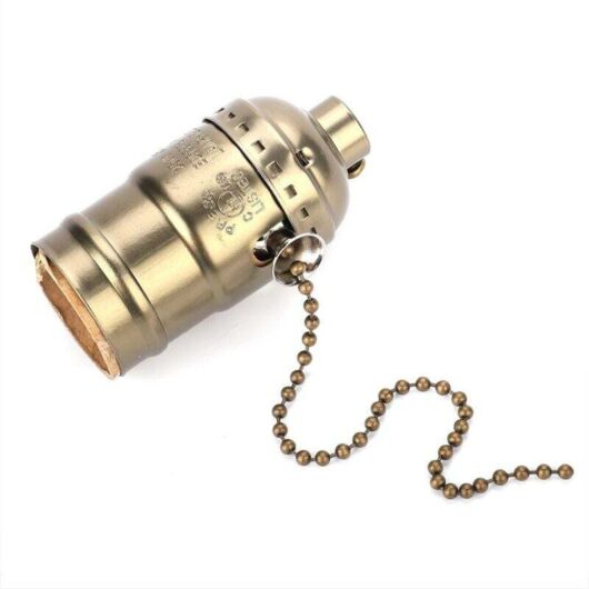 Vintage E27 Lamp Holder with Chain, One-Piece Aluminum Socket with Medium Screw Base for Floor and Table Lamps, DIY Lighting (Bronze)