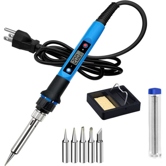 Visible 100W Electric Soldering Iron Kit Adjustable Temperature 180°C500°C with on/off Switch, 5 Replacement Tips for Daily Soldering Welding Repair