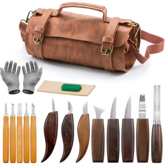 Wood Carving Kit-17pcs, Wood Carving Tool Kit with Leather Case, Wood Carving Knife Set, diy Wood Carving Knife Kit for Beginners and Professionals