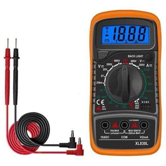 XL830L Digital Multimeter Battery Tester Current Voltage AC DC Buzzer Transistor NPN PNP Voltmeter Ammeter Ohmmeter for DIY Lab School Factory